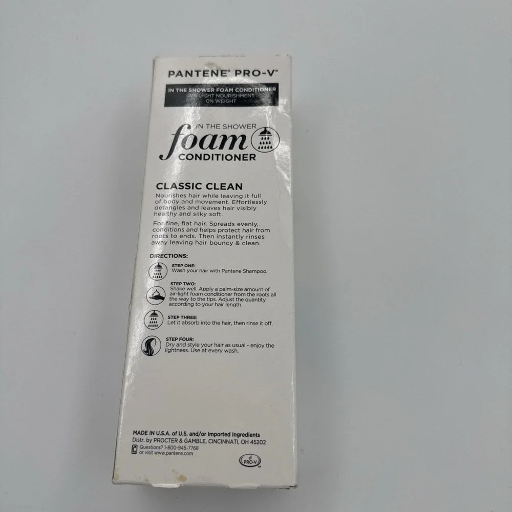 Pantene Pro V In The Shower Foam Conditioner Classic Clean Fine Flat Hair 6 Oz.